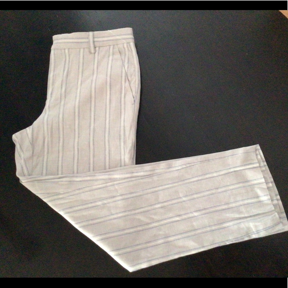 Banana Republic Light Gray Pinstripe Wide-Leg Trousers
